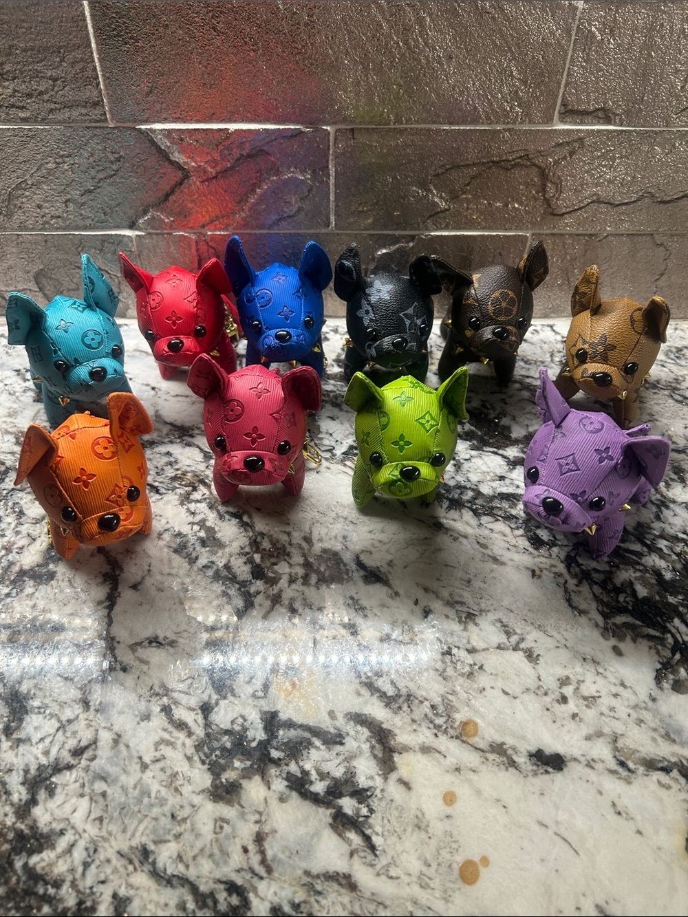 Colorful Dog-Shaped Key Holder Bag Charm— orange - Picture 2 of 4